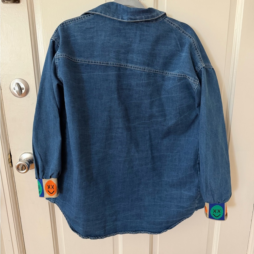 Kids Denim Jacket with Colorful Cuffs